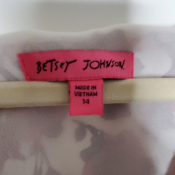 Betsey Johnson Floral Wrap Midi Dress Size 14 Asymmetric Hem Layered Romantic - Picture 12 of 13
